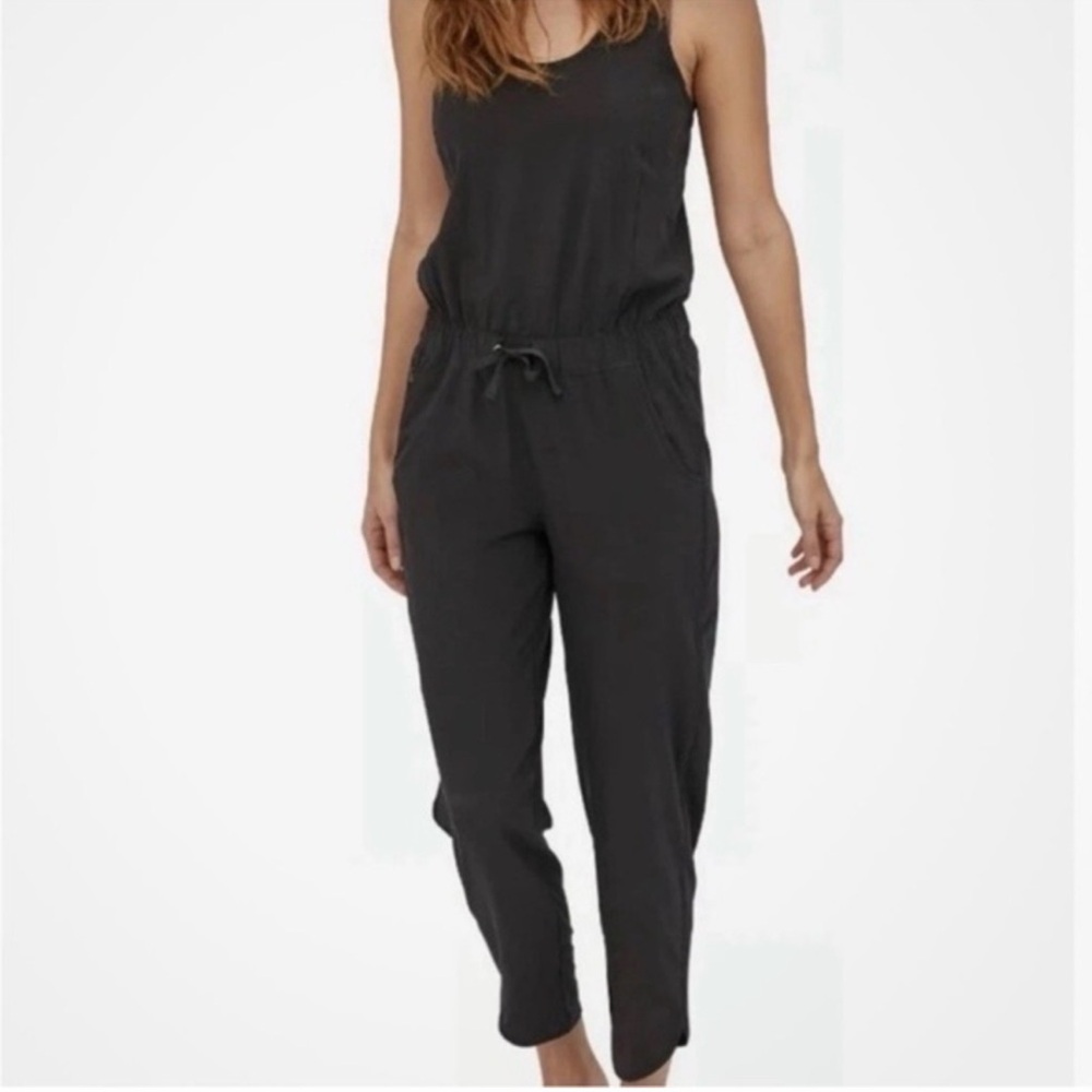 Patagonia Fleetwith Romper Jumpsuit Black Sleeveless Pockets Hiking Travel Small